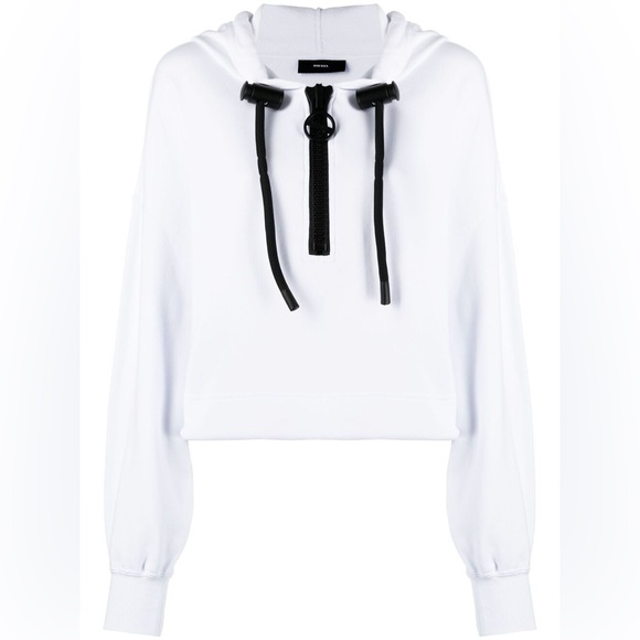 Diesel Chunky Half-zip Cropped Cotton Hoodie in white - Picture 3 of 10